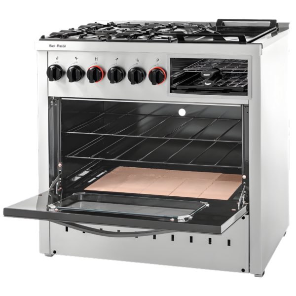 Productos Pagina Web (48) COCINA SOL REAL 4 HORNALLAS CON PLANCHA Y CARLITERA P.VISOR